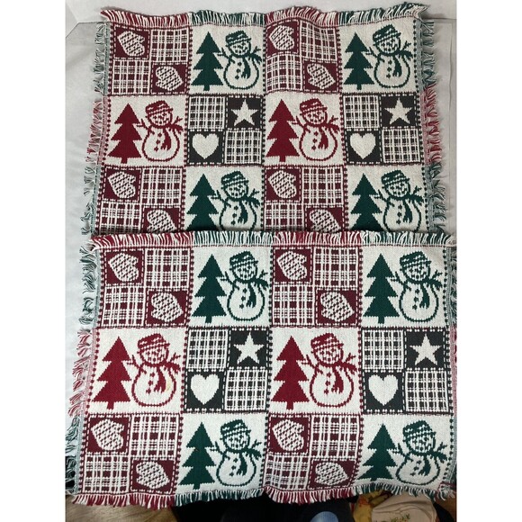 Other - Set 2 Tapestry Reversible Snowman Placemats Snowmen Trees Christmas Winter